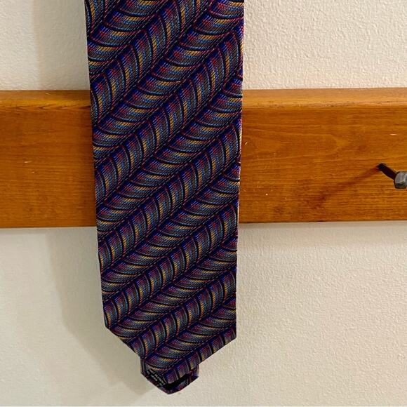 Missoni 100% Silk Mens Tie Colorful Geometric Design Work Wear Designer - Picture 8 of 16